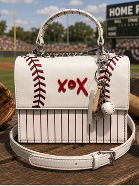 Betsey Johnson x Baseball Crossbody Purse Bag with Baseball Charms NWT